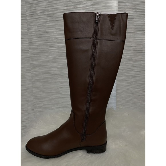 Karen Scott Womens Deliee New Faux Leather Riding Boots Wide Calf Brown 7 M - Picture 7 of 8